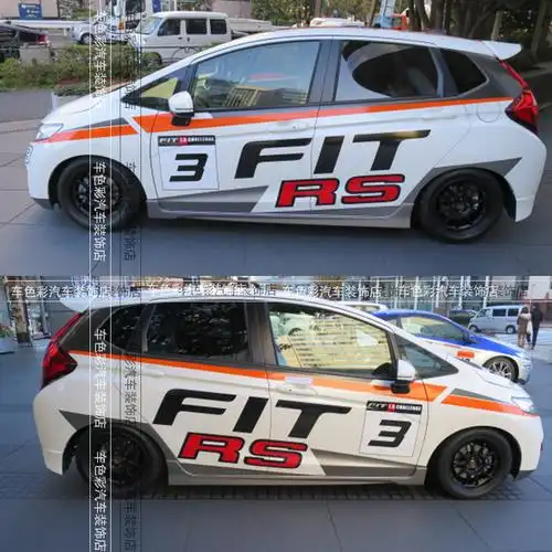 飞度赛车贴纸本田拉花车身汽车刮痕整车装饰汽车装饰贴