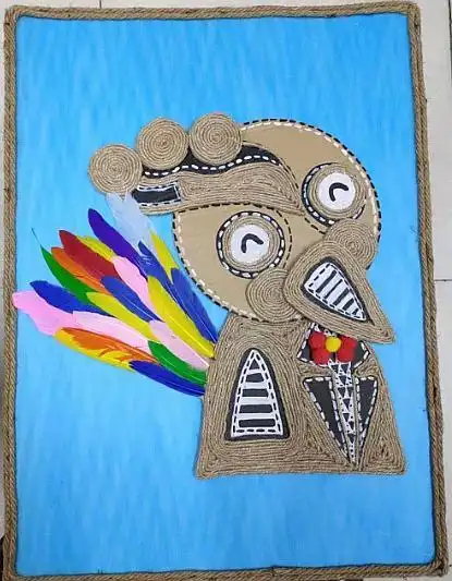 时尚广场周末儿童手工活动---麻绳粘贴画