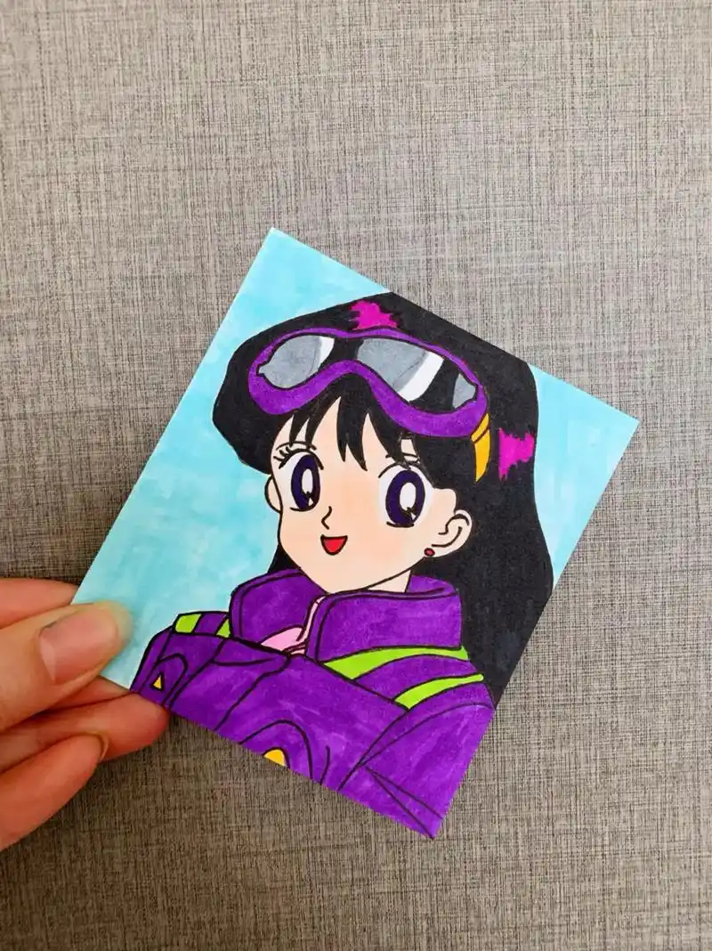 第幅卡通简笔画美少女战士变身