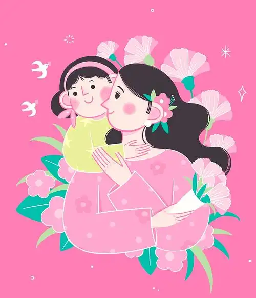 温馨趴在母亲肩上的女儿图片