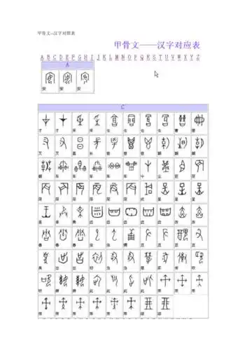 甲骨文汉字对照表
