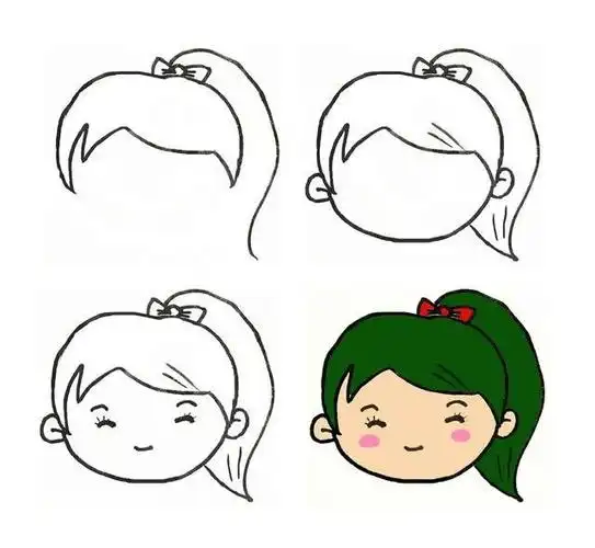 简笔画单马尾女孩的画法步骤图片,图片,简笔画-学笔画