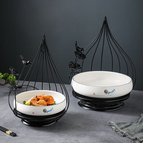 乐圣泰大董意境菜创意特色铁艺餐具酒店饭店专用深盘摆盘盘子感汤盘