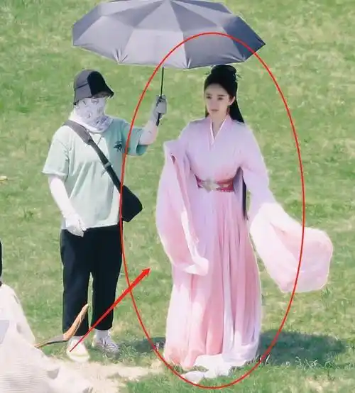 《斛珠夫人》新路透来袭,杨幂全身照曝光,淡粉长裙似"白浅"_造型_状态