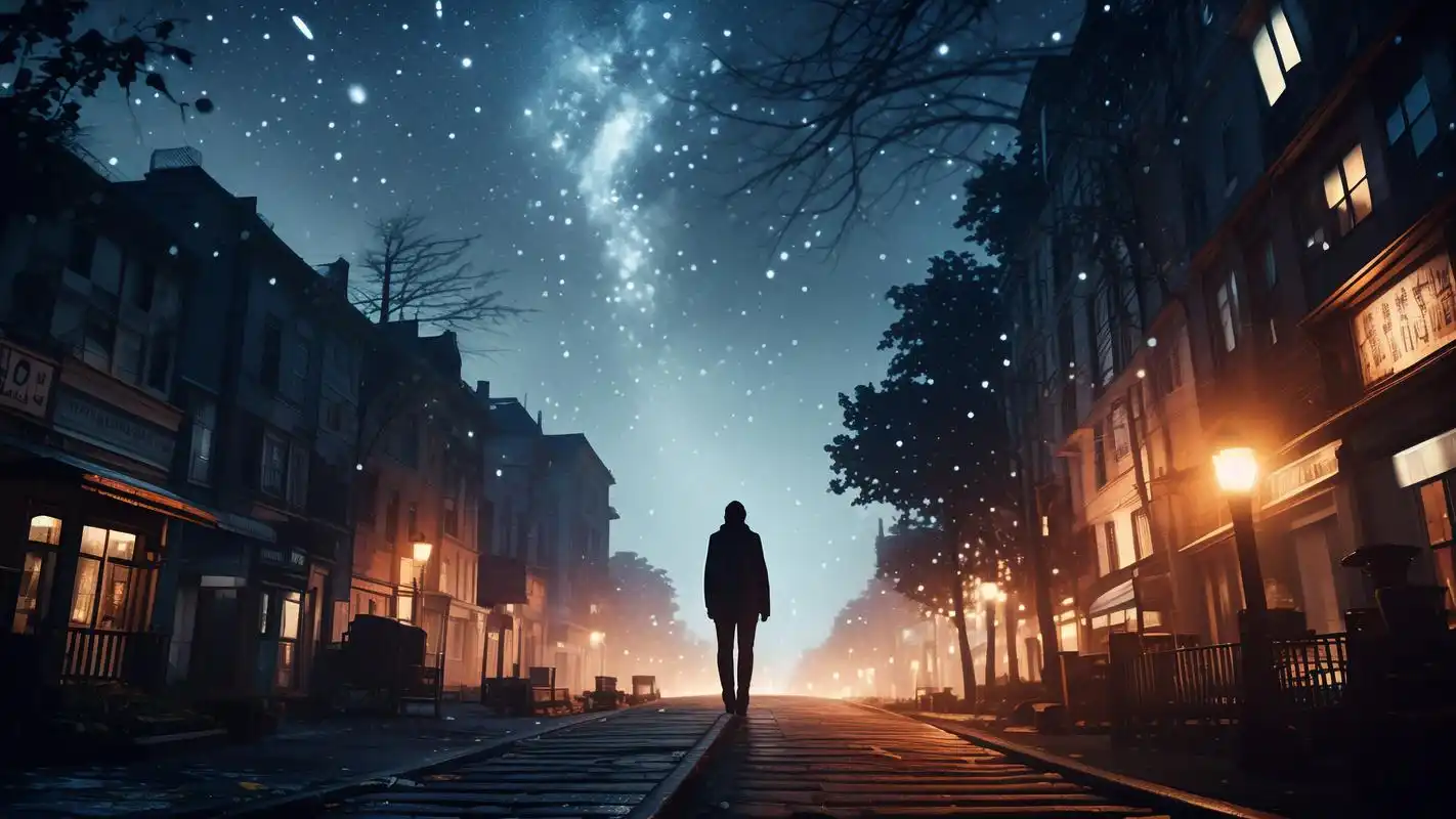 壁纸孤独感,星空下的寂静街道🌃