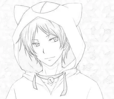 夏目贵志素描图,要简单点!全身的!