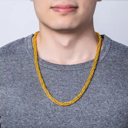 【新品】足金男士黄金项链龙头链霸气老板链粗款/计价