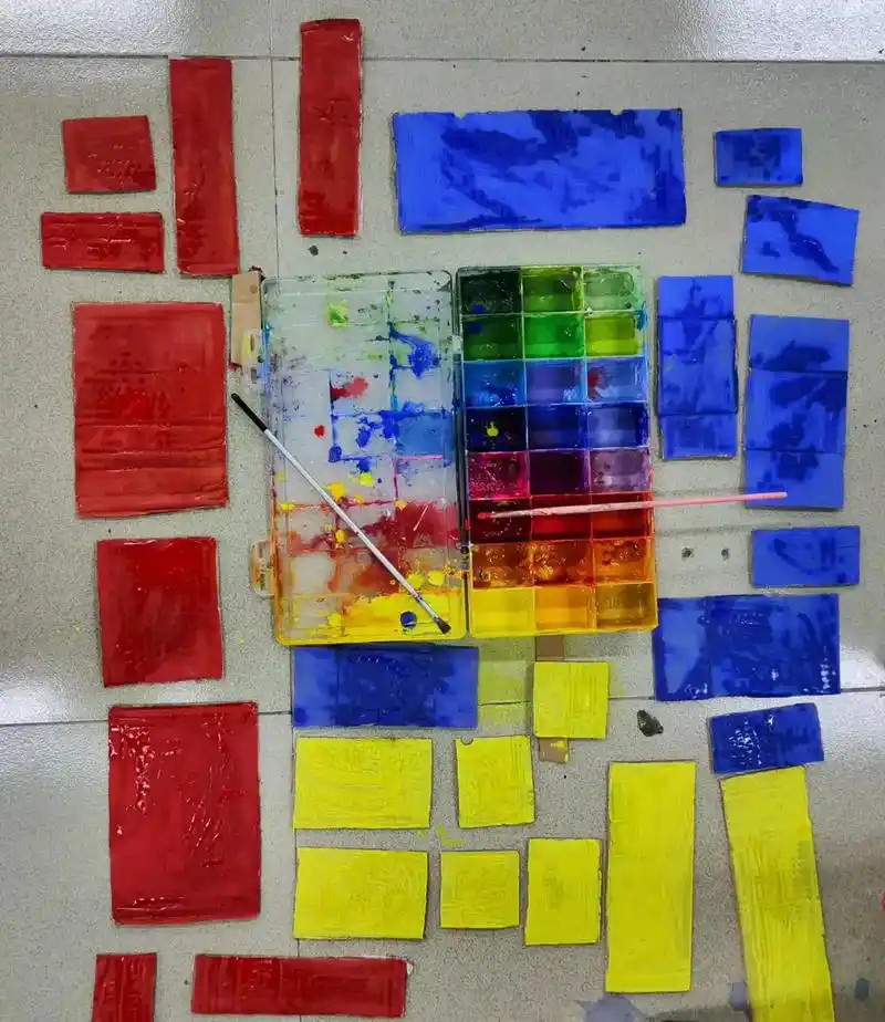 红黄蓝.颜料#画画 #抽象艺术 #蒙德里安#瞬 #乱涂乱画系 - 抖音