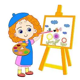 可爱画画的小女孩