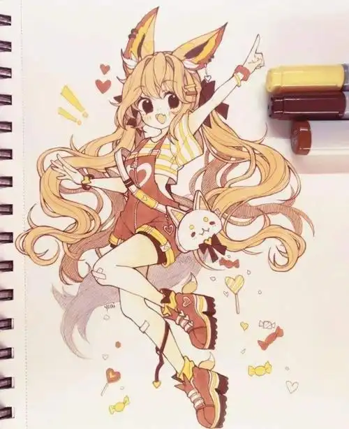 【马克笔插画】手绘大佬更新了!二次元q版动漫少女合集~(新手肝)