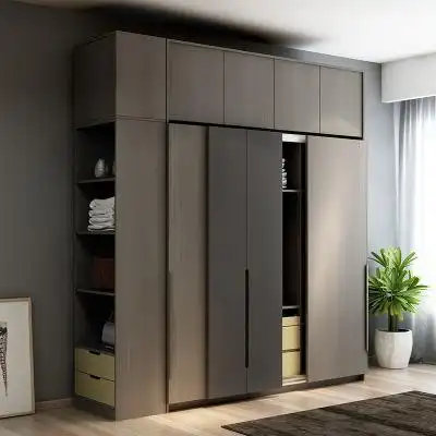 北欧推拉门移门衣柜现代简约三门整体衣橱趟门带镜大衣柜卧室家具