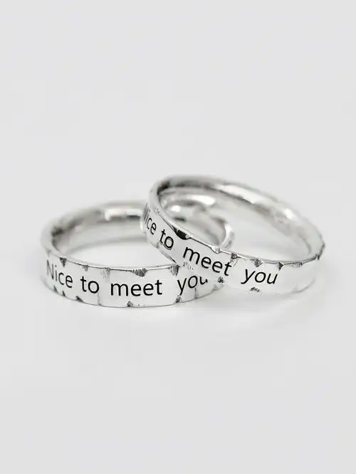 手工痕迹情侣戒指定制刻字必备新年礼物对戒