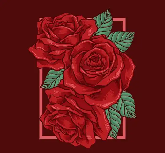 手绘玫瑰花矢量