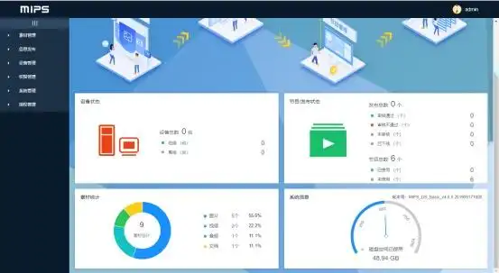 除了界面更美观,在首页可清晰查看系统设备,素材,节目与发布及