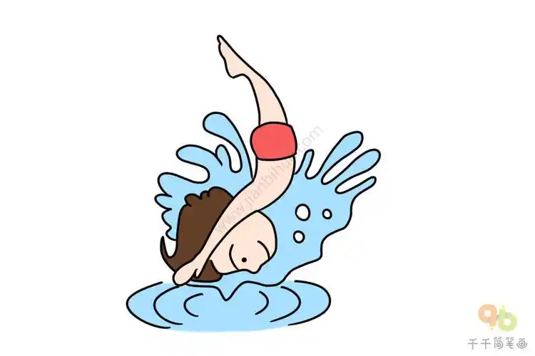 跳水运动员简笔画步骤图线条简单易学二