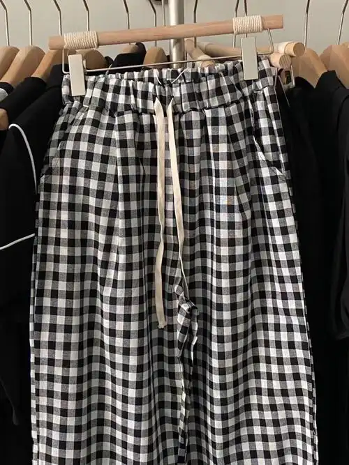 百搭休闲格子裤