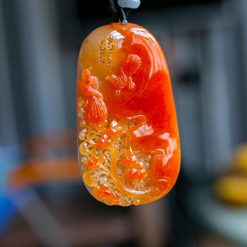 锦玉天然翡翠挂件喜鹊双喜临门红翡冰种xxp0151颈饰