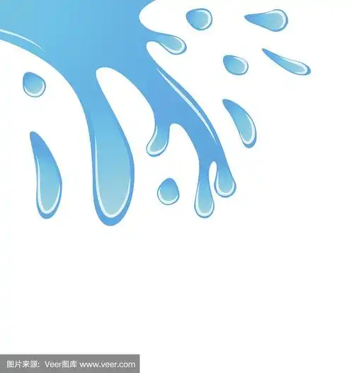 蓝色的水溢出孤立的白色背景