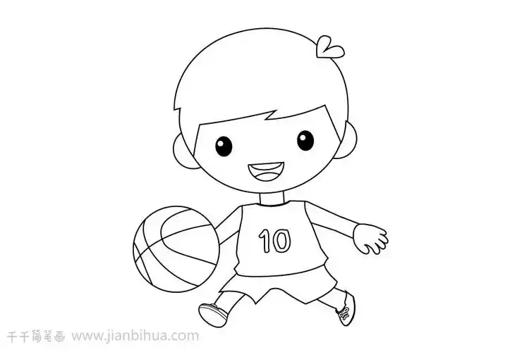打篮球的小男孩简笔画画法
