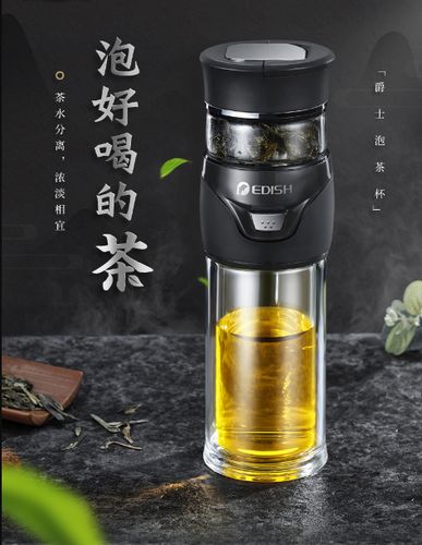 德国edish茶水分离泡茶杯双层玻璃杯男便携随手杯创意过滤水杯子