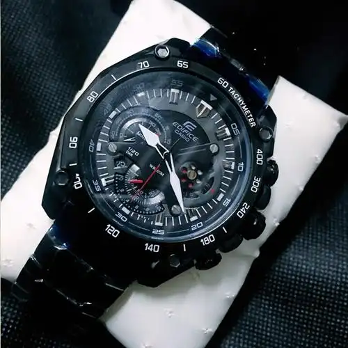 卡西欧_卡西欧手表男钢带红牛限量赛车机械计时夜光防水腕表ef550d男