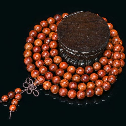 小叶红檀108颗8/6mm念珠手链红木质佛珠男女情侣款饰品手串