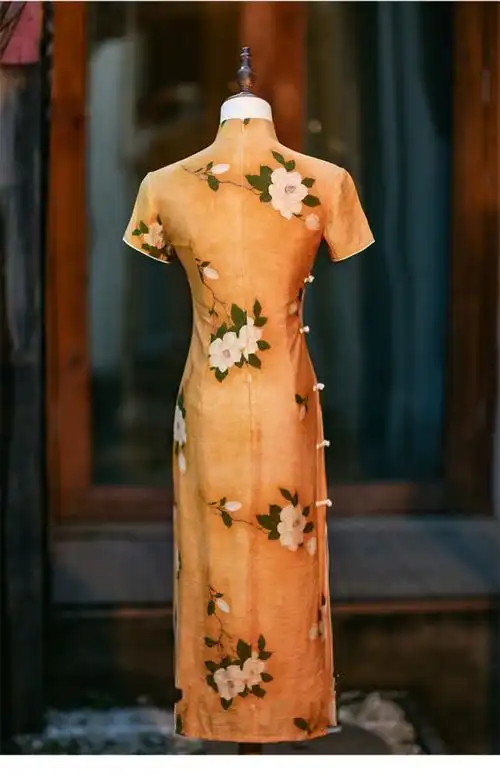 鹿凌青 黄色民国风老上海旗袍素雅复古气质年轻款春季改良日常女高端