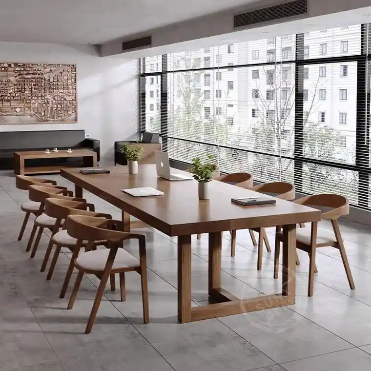 全实木会议桌长桌子工作台长方形办公桌简约现代大板长条桌椅组合