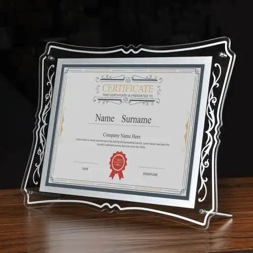 亚克力摆台_a4相框挂墙创意透明水晶亚克力营业执照a3简约弧形8寸相框