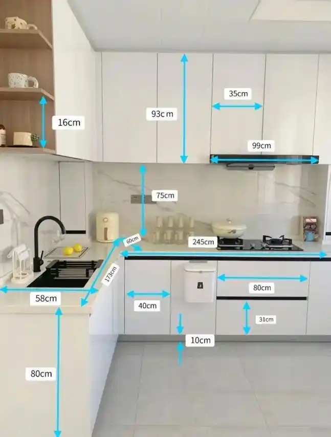 橱柜尺寸细节公开,快来抄作业吧!图一给大家附上了橱柜尺寸,希 - 抖音