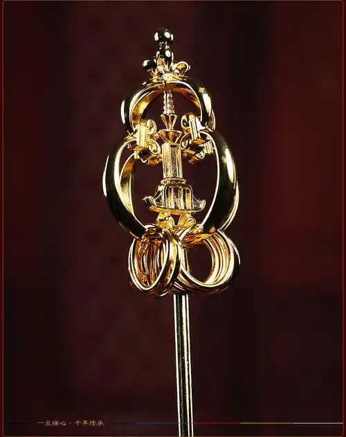 禅杖法器地藏王菩萨锡杖道具佛像手持法器搭配铜制饰品摆件 d100-88a