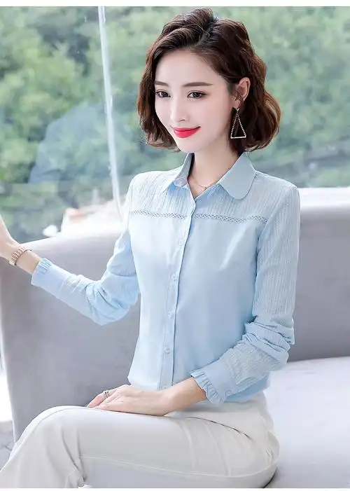 职业白色衬衫女长袖2020新款韩版修身女士棉正装上衣打底衬衣寸气质