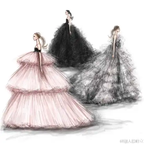 【笔尖时尚】 手绘插画 服装插画 素材 设计稿 服饰风尚 插画 | 仙裙