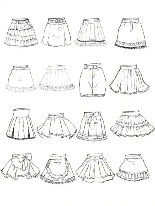 服装设计短裙款式图线稿