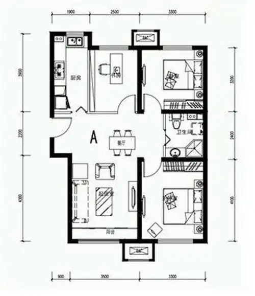 百合花苑 三室一厅一卫 130平