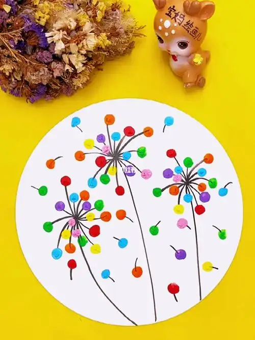 幼儿绘画启蒙手指点点蒲公英