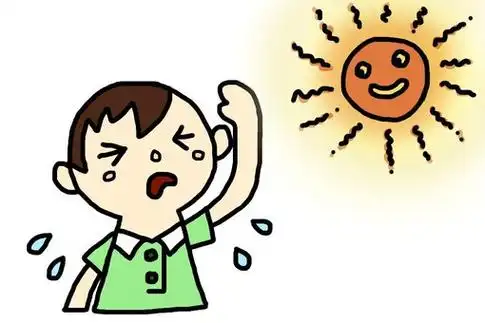 男孩在炎热的天气