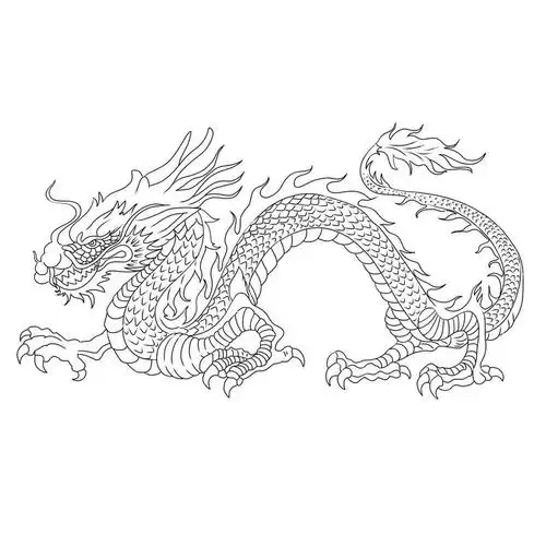 黑色线条中国传统风格的龙神龙png图片免抠素材