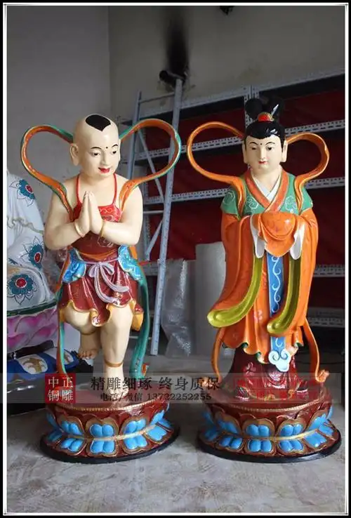 金童玉女铜像道教神像金童玉女赐你金玉良缘