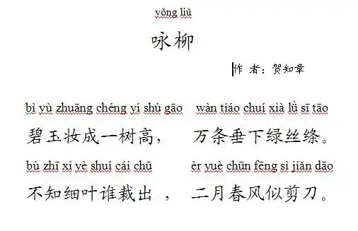 咏柳这首诗的意思 咏柳这首诗赞美了什么