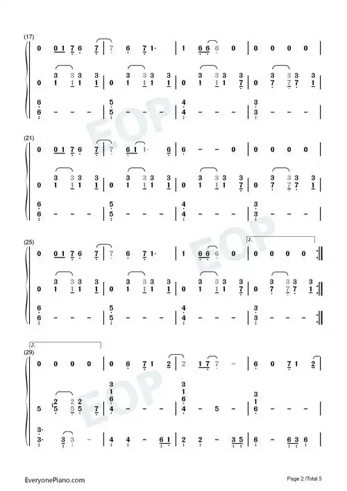 lovesong-adele双手简谱预览2