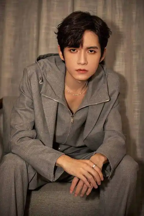 张颜齐灰色西装搭偏分露额头清爽有型 深情献唱魅力加成_造型