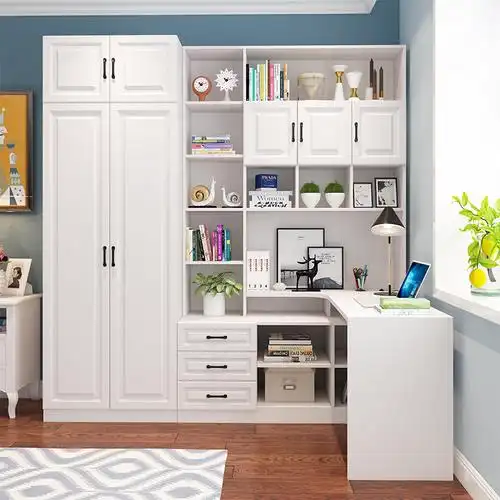 转角书桌书架衣柜书柜一体桌组合家用电脑桌多功能桌子定制柜