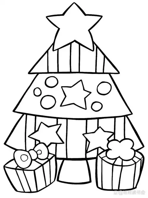 圣诞树🎄线稿no.1-5 |高清可打印 各种各样的圣诞树🎄 幼师和宝妈