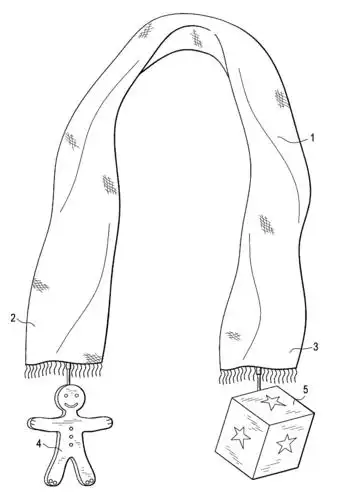 scarf with multi-purpose weighted securing means