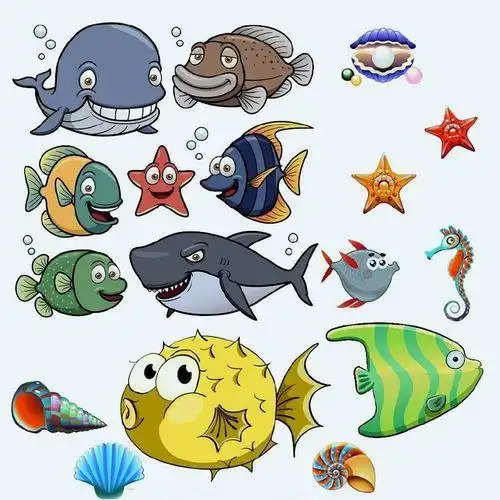 鱼群简笔画 海底的鱼群简笔画