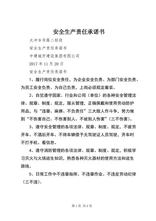 安全生产责任承诺书3docx