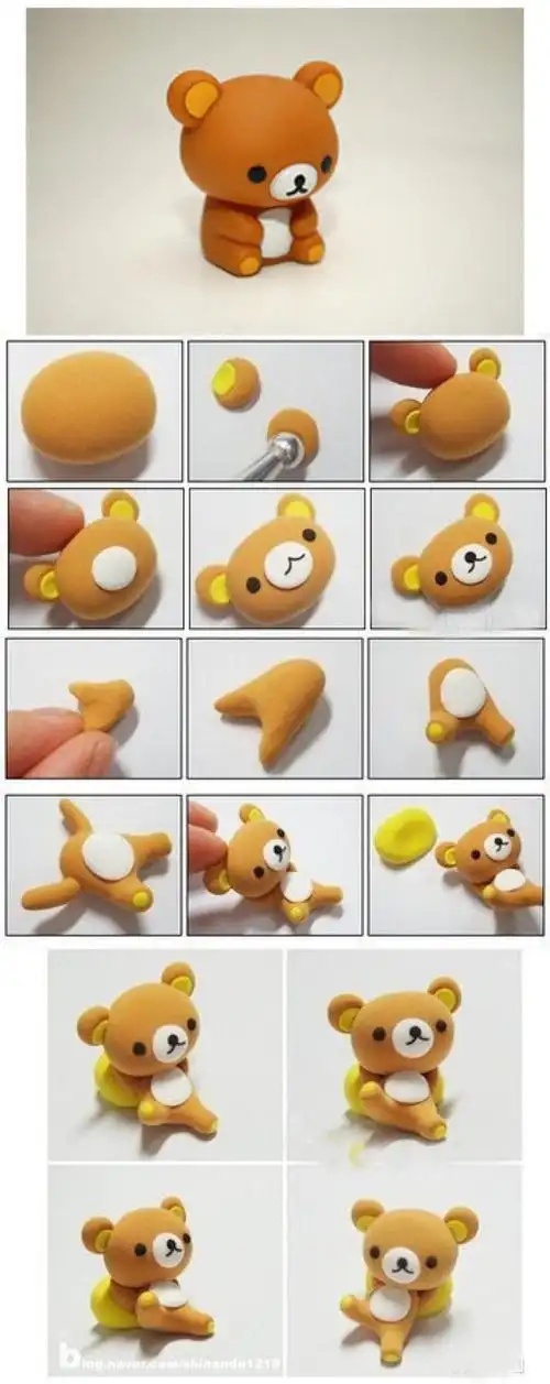 橡皮泥制作轻松熊 via @白菜oo@心随风声