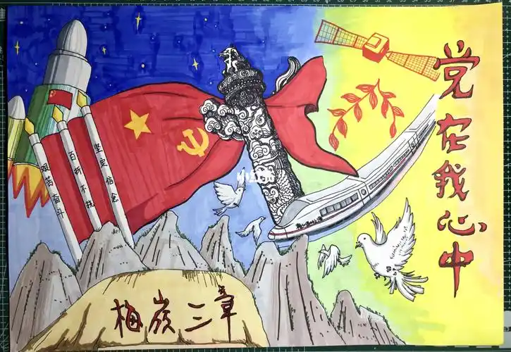 党在我心中系列绘画