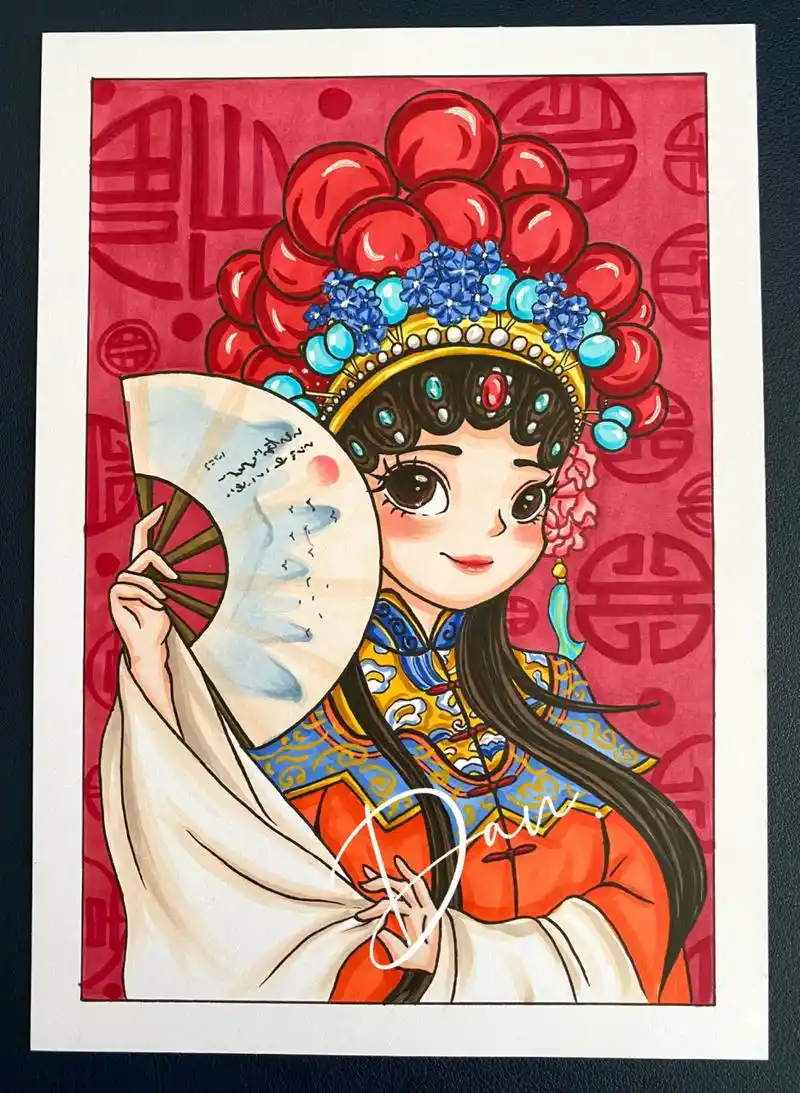 96马克笔手绘|国潮|戏曲人物 宝子们,喜欢国潮人物的快画起来呀,内